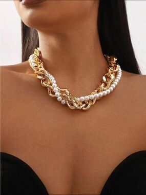 Gold Pearl-Accent Statement Necklace - Women Jewelry